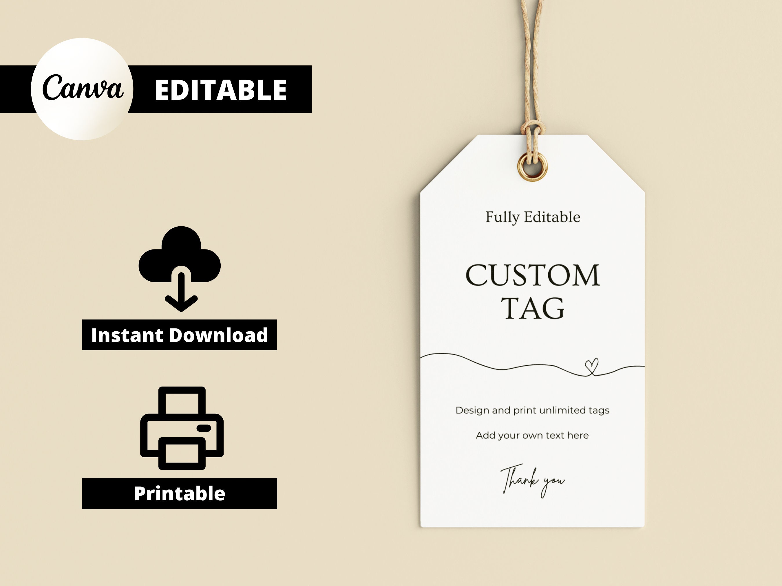 Editable Tag Template Canva Editable Thank You Tag Baby Shower Tag