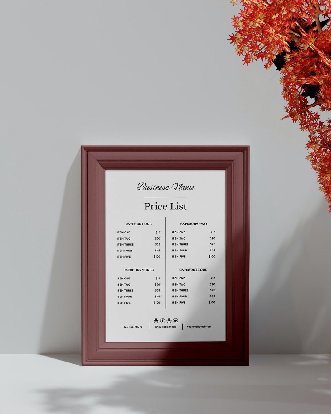 Price List Template, Printable Price List, Minimalist Price List, Canva ...