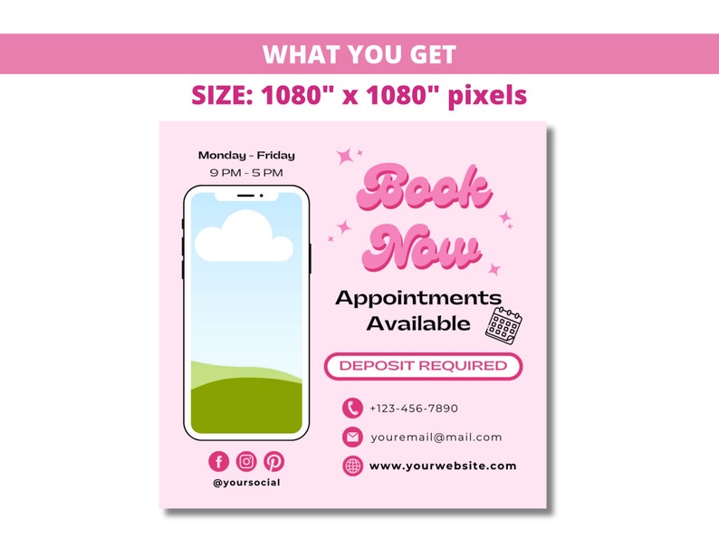 Editable Book Now Flyer, Appointments Available Template, Retro Pink ...