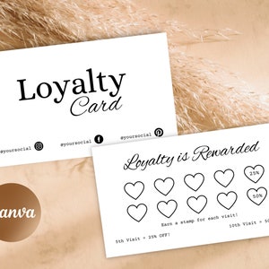Business Loyalty Card, DIY, Canva Editable Template, Printable, Modern Customer Loyalty Card, Makeup Artist, Hairstylist, Salon Loyalty Card