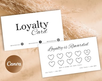 Zakelijke klantenkaart, DIY, Canva bewerkbare sjabloon, afdrukbaar, moderne klantklantenkaart, make-upartiest, haarstylist, salonklantenkaart