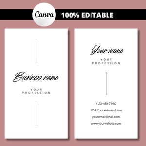 Elegante Visitenkarte Vorlage, Vertikale Visitenkarte, Minimale Visitenkarte, Druckbare Visitenkarten, Einfache Karte, DIY, Canva Bearbeitbar