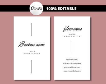 Elegant Business Card Template, Vertical Business Card, Minimal Business Card, Printable Business Cards, Simple Card, DIY, Canva Editable