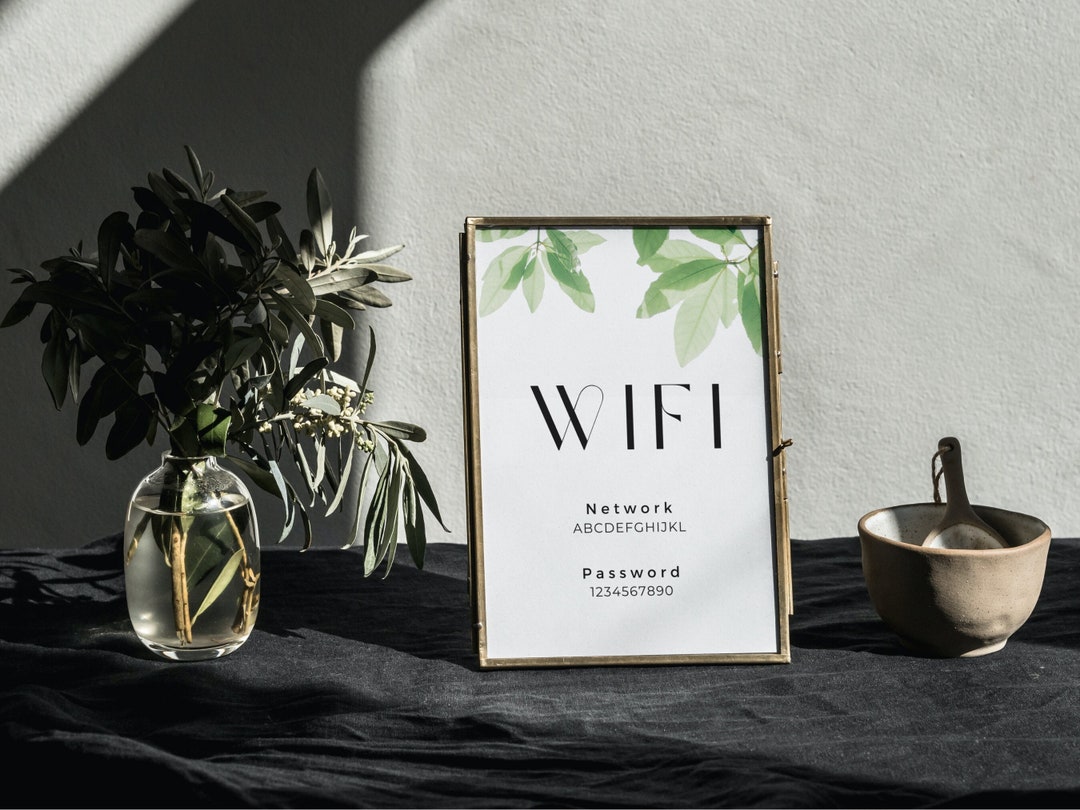 WIFI Password Sign Printable Template, Greenery Wifi Sign Digital ...