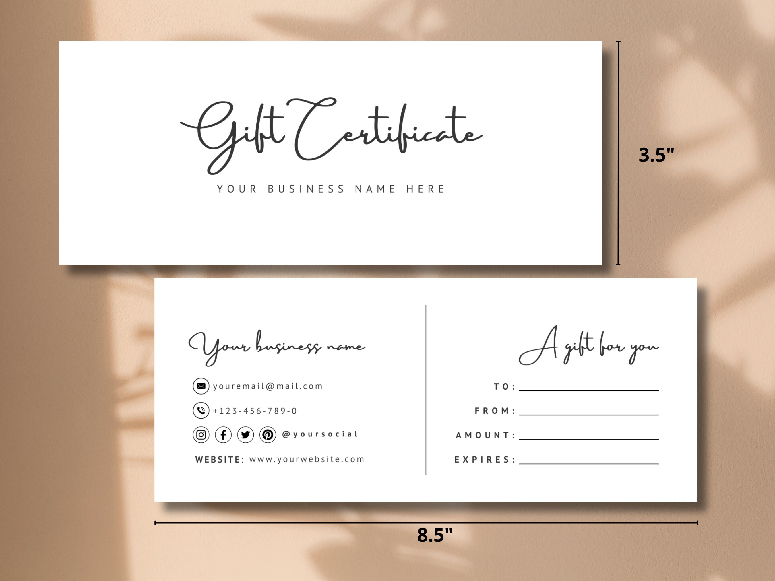 Editable Gift Certificate Template Minimal Gift Voucher - Etsy