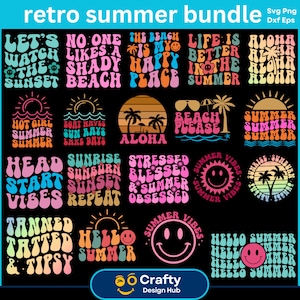 Paquete SVG de verano retro, SVG de verano, SVG de playa, SVG de verano, Citas divertidas de playa, SVG de citas de verano, SVG de camiseta de verano, Archivos de corte Cricut