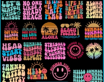 Retro Summer SVG Bundle, Summer Svg, Beach Svg, Summertime svg, Funny Beach Quotes, Summer Quotes Svg, Svg files for cricut, Svg Bundle