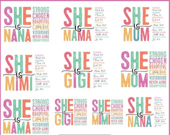 She is Mom Bundle, Blessed Mom Png, Mom Shirt, Mom Life Png, She is Nana, Meme PNG, Retro Mother PNG, Gigi Png Bundle, Retro Mama Quotes