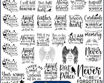 In My Loving Memory SVG Bundle, Memorial Svg Bundle, Memorial Quotes Svg, Remembrance Svg, Angels Wings svg, Cardinal Svg, Christian Svg PNG