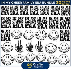 Cheer Era SVG-Bundle, jubeln Mama SVG, jubeln Papa SVG, jubeln Schwester SVG, Cheer Tante SVG, Cheerleader SVG, Cheerleader SVG, digitaler Download