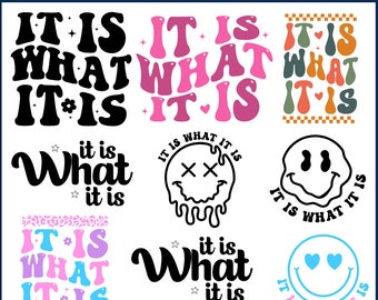 It is what it is svg bundle, funny svg, retro svg, wavy text, groovy svg, svg files for cricut, cut files, svg bundle