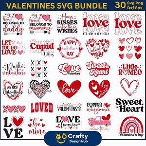 Lot Saint-Valentin Svg, Svg amour, coeurs SVG, ambiance Saint-Valentin, Svg cadeau Saint-Valentin, Be Mine Svg, conception de la Saint-Valentin pour chemises, XOXO Png