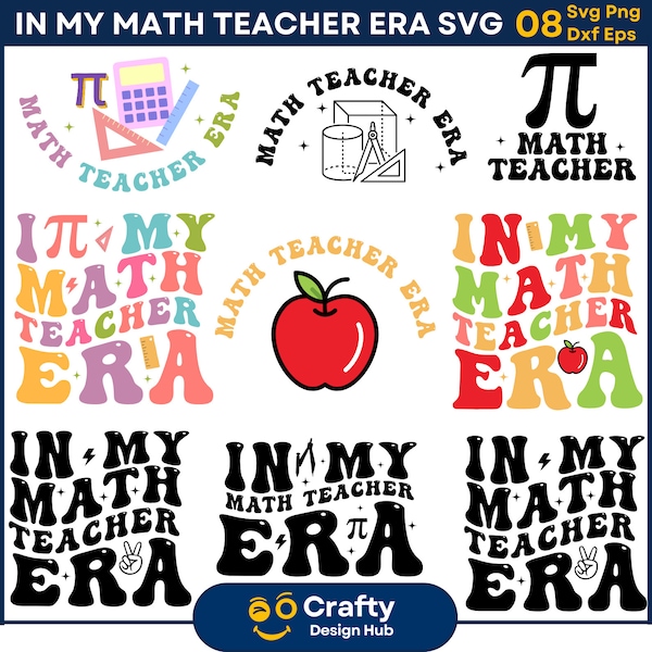 In My Math Teacher Era Svg Bundle, Math Teacher Svg, Teacher Shirt Svg, Teacher Era Png, Math Teacher SVG, Gift for Teacher Digital Download