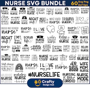 60 Nurse SVG Bundle, Nurse Quotes SVG, Nurse Sayings, Nurse Life, Doctor Svg, Nurse Superhero, Nurse Svg Heart, Registered nurse Silhouette