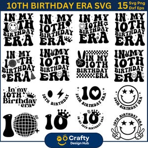 In meinem 10. Geburtstag Era SVG Bundle, zehn Geburtstag SVG, 10 Geburtstag Shirt, Doppel Ziffern SVG, 10 Doppel svg, 10 Geburtstag svg