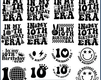 In My 10th Birthday Era SVG bundle, Ten Birthday Svg,10th Birthday Shirt, Double Digits SVG,10 Double Svg, 10th Birthday Svg