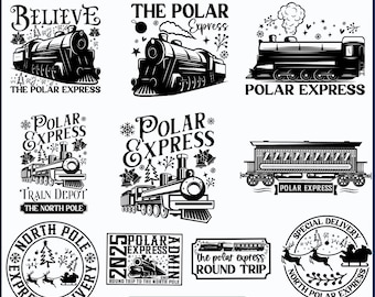 Polar Express svg bundle, All Aboard Polar Express Png, Believe North Pole Train Png, Christmas Train, Merry Christmas Digital Download