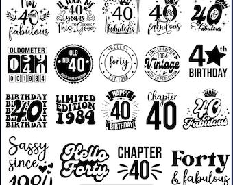 40th Birthday SVG Bundle,40 And Fabulous Svg,40th Birthday SVG, 40th Birthday Shirt,40th Birthday Svg, hello forty, Vintage 1984 Svg