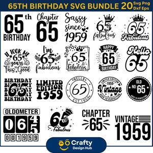 65 Geburtstags-Svg-Bundle, 65 Geburtstags-Shirt SVG, 65 Geburtstagsgeschenk, Hallo sechsundsechzig Fünf Geburtstagsgeschenk, Weinlese 1959 Geburtstagsgeschenk
