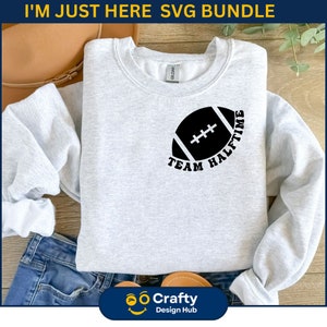 May include: A gray sweatshirt with a black football design and the text "Team Halftime".