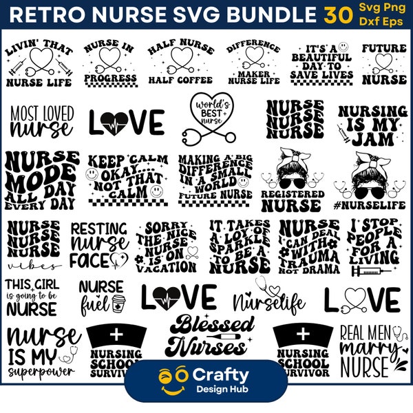 Retro Nurse SVG Bundle, Nurse Quotes, Nurse Sayings,  Nurse Life, Doctor Svg, Nurse Superhero, Nurse Svg Heart, Registered nurse, Silhouette