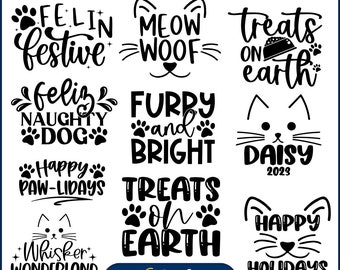 10 Cat Christmas Bundle Svg, Holiday Retro Cat Svg, Pet Animal PNG, Cute Cat Christmas, Cat svg, Funny Christmas Cat svg, Digital Download