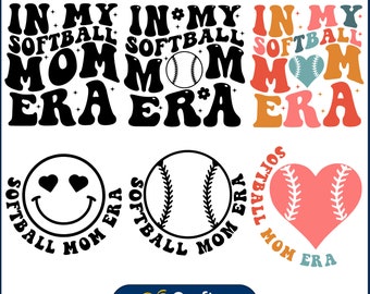 In My Softball Mom Era Svg Bundle, Softball Mom Svg, Softball Shirt Design, Sports Mom Svg, Softball Lover Svg, Retro Softball sv, Cricut