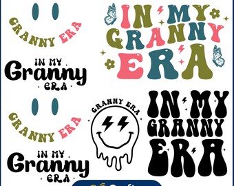Pacote Svg da Era da Minha Vovó, Vovó Svg, Design de camisa da vovó, Mom Life Svg, Arquivos retrô da vovó svg, arquivos Cricut Cut svg png dxf