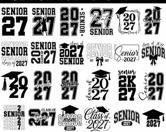 Senior 2027 Svg bundle, Class of 2027 SVG,Graduation SVG, Senior Shirt svg,Senior Coquette Bow svg, Senior Mom,high school svg,Senior svg