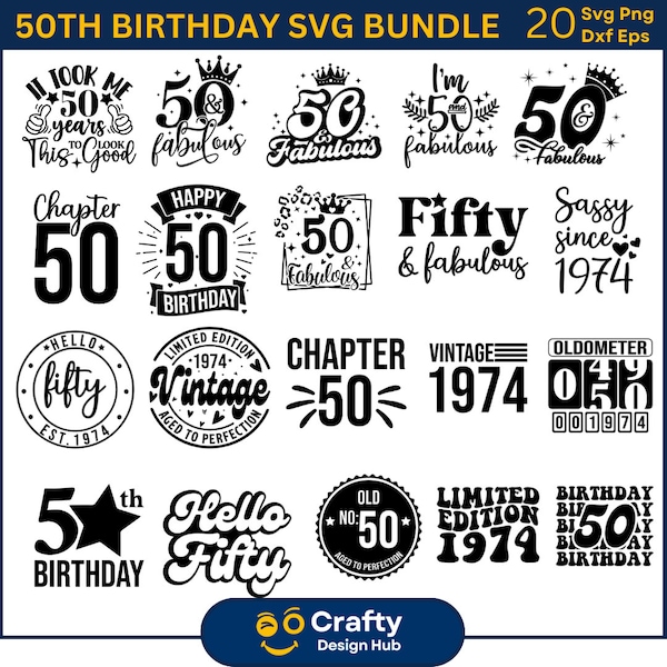 50th Birthday SVG, Hello Fifty Shirt Design, Fifty Birthday Svg, It's my Birthday 50 years, 50th Birthday 1974 Shirt, 1974 Birthday Gift