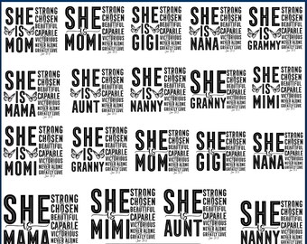 She is Mom Bundle SVG, She is Nana, Mom Shirt, Mom Life Png, Meme PNG, Blessed Mom Png, Muttertags-Png, Geschenk für Mama, Retro-Mama-Zitate
