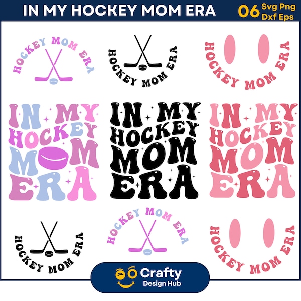 In My Hockey Mom Era Svg Bundle, Hockey Mom Svg, Hockey Shirt Design, Sports Mom Svg, Hockey Lover Svg, Retro Hockey svg