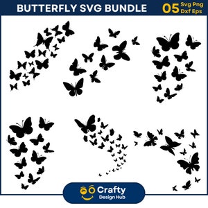 Flying Butterflies Svg Bundle, Butterfly Svg Designs, Butterfly Swarm svg, Butterfly png, Flying butterfly svg, Silhouette Cricut Cut files