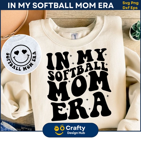 In My Softball Mom Era Svg, Softball Mom Svg, Softball Shirt Design, Sports Mom Svg, Softball Lover Svg, Retro Softball sv, Cricut