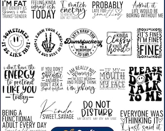 Pacote SVG sarcástico, pacote Svg de sarcasmo, provérbios sarcásticos Svg, pacote Svg de citações engraçadas, presente engraçado para mãe, silhueta, Cricut Cut svg
