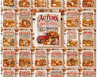 50 Fall Kitchen Towel Png,Fall Png,Autumn Png,Thanksgiving Png,Kitchen Towel Png,Farmhouse Tea Towel Png, Retro fall Tea Dish Towels Design