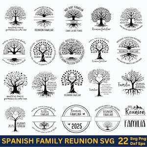 Spaanse familiereünie svg bundel, boom met citaat, gepersonaliseerde stamboom, familiereünie png, familievakantie 2025, familieshirt svg