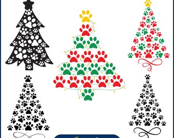 Paw Tree SVG Bundle, Paw Christmas Tree svg, Christmas Tree svg, Paw Print Christmas Tree, Christmas Png, Pet Christmas, Cricut, Silhouette