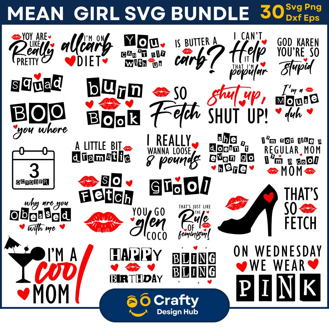 Budget Book SVG Burn Book Mean / Girls Inspired Cricut Ready Machine  Cutting Lips Kiss Movie Cinema Jpeg PNG 