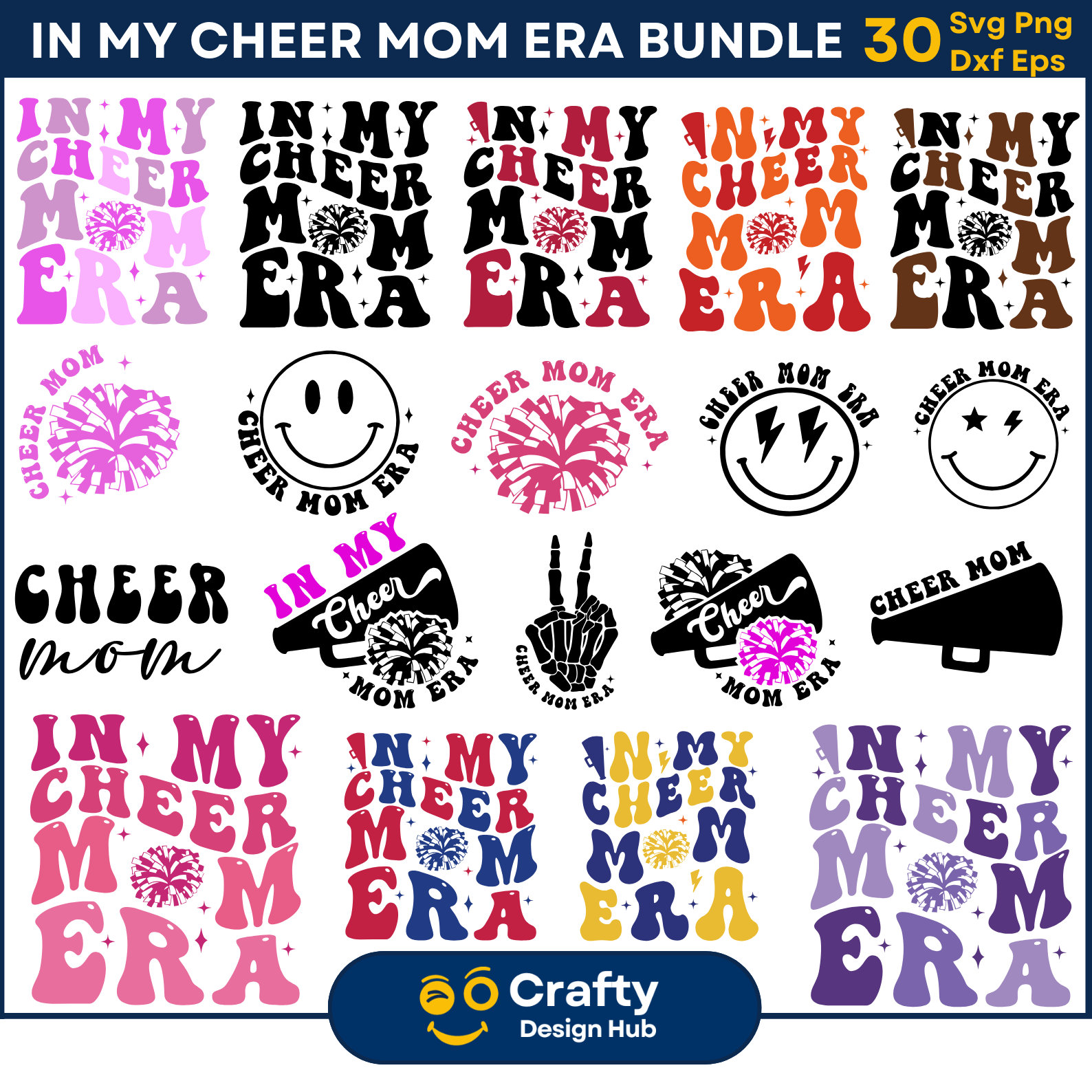 30 In My Cheer Mom Era SVG Bundle, Cheer Mom Svg, Cheer Mama svg png, Cheer Mom Life, Cheer Squad, Cheer Shirt, Cheerleading Svg, Svg Cricut