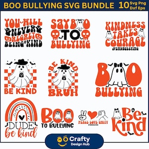Paquete de SVG contra el acoso escolar, SVG de amabilidad, Detener el acoso escolar, SVG para terminar con el acoso escolar, SVG del Día de la Unidad, SVG de camiseta naranja de la Unidad, SVG boho, SVG de autocuidado