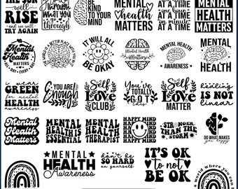 Mental Health SVG Bundle, Self Love Svg, Inspirational Svg, Positive ...