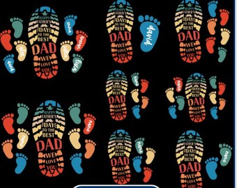 Personalized Fathers and Childs Footprints, Best Dad Ever Svg Digital Download, Dad's Foot and Kids, Father's day, Gift For Dad