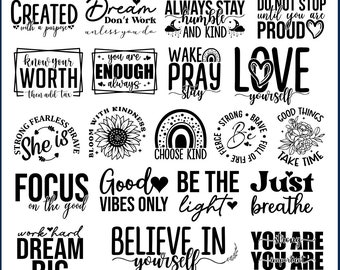 Inspirational Svg Bundle, Motivational Svg Bundle, Inspirational Quotes Svg, Self Love Svg, Kind Svg, Faith Svg, You Matter Svg,Svg Cut File