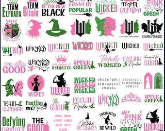 Wicked Svg, Wicked Movie Svg, Wicked Pink and Green svg, Wicked Vintage Emblem Svg,I Have Been Wicked Change For Good Svg, Alphabet Font