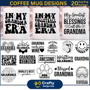Oma Becher Design, Kaffeetasse SVG Bundle, Oma Becher svg, gesegnete Oma svg, Oma Herz svg, Oma Becher Design, Oma Geschenkbecher