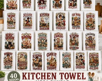 Funny Kitchen Towel Sublimation PNG Bundle,Retro Sarcastic Kitchen towel,Retro Farmhouse Sarcastic Designs,Funny Kitchen Towels PNG