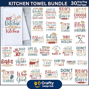 30 Geschirrtuch SVG-Bundle, Küchendesigns svg, Backen-Svg, lustige Küche-Zitate-Svg, Küchentuch-Svg, Kochen-Svg, Chef-Svg