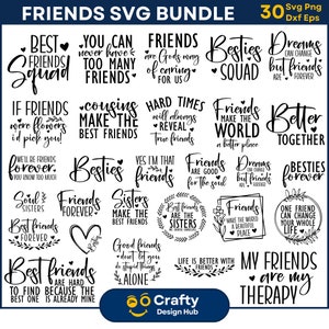 Pacote Svg de 30 amigos, Citações de melhores amigos Svg, Amigos engraçados Svg, Camisa de amigos svg, Amigos svg, Melhores amigos SVG, Arquivo de corte, Silhueta