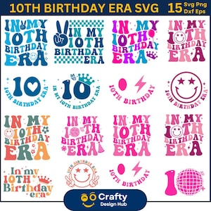 In meinem 10. Geburtstag Era SVG Bundle, zehn Geburtstag SVG, 10 Geburtstag Shirt, Doppel Ziffern SVG, 10 Doppel svg, 10 Geburtstag svg
